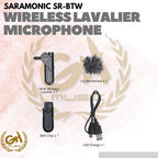 SARAMONIC SR-BTW Wireless Lavalier Microphone - Mic Clip On Bluetooth