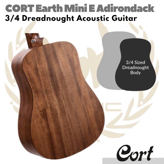 CORT Earth Mini E Adirondack Acoustic Electric Guitar | Gitar Akustik