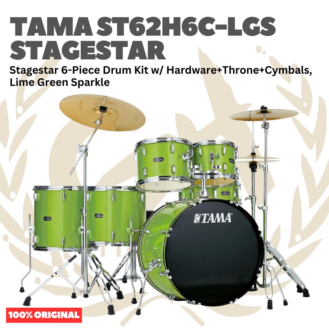 TAMA ST62H6C STAGESTAR 6-PIECE DRUM KIT W/ HARDWARE+THRONE+CYMBAL - Akustik Drum Set Lengkap