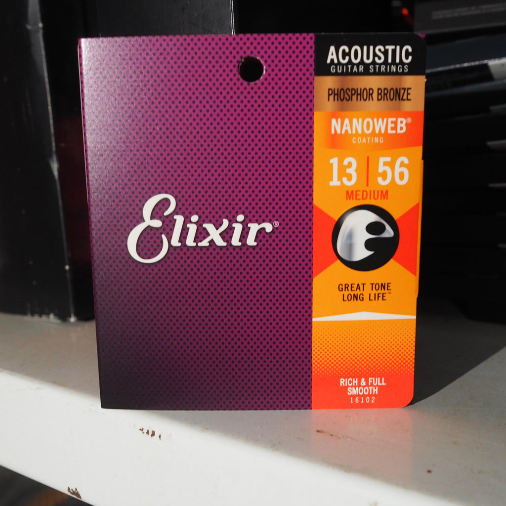Elixir 16102 13-56 Nanoweb Phosphor Bronze Acoustic Guitar Strings