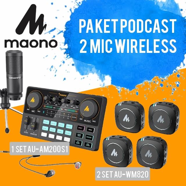 MAONO AM200 S1 PLUS 2 WIRELESS MIC MAONO WM820, PODCAST & STREAMING