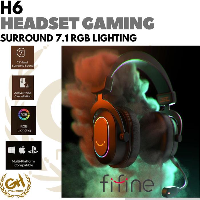 FIFINE H6 USB HEADSET 7.1 SURROUND SOUND, RGB LIGHT HEADPHONE GAMING
