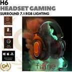 FIFINE H6 USB HEADSET 7.1 SURROUND SOUND, RGB LIGHT HEADPHONE GAMING
