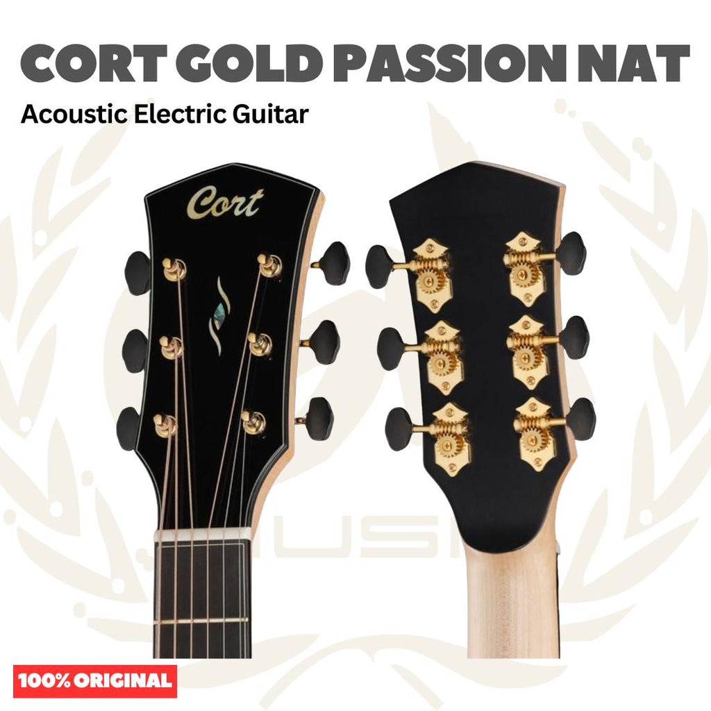 Cort Gold Passion Acoustic Electric Guitar w/Case, Natural - Gitar Akustik Elektrik