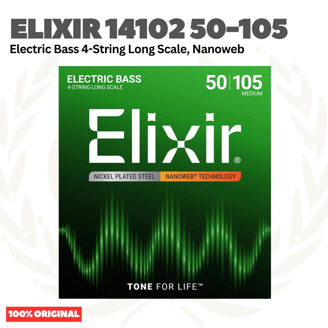 Elixir 14102 Nanoweb Electric Bass Strings, Long Scale, Medium, 50-105