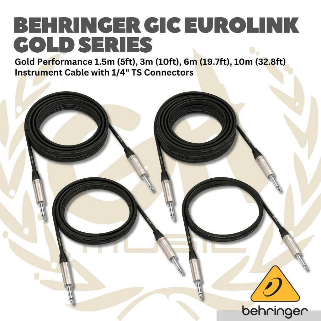 Behringer GIC 1/4 inch TS Male Instrument Cable - Jek Kabel Instrument