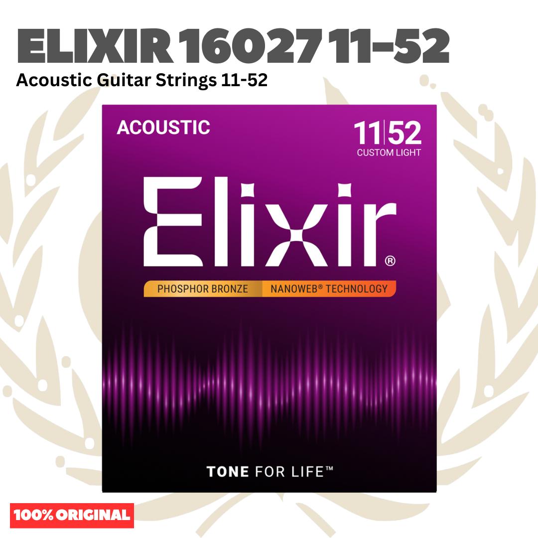 ELIXIR 16027 Nanoweb Phosphor Bronze Acoustic Guitar Strings 11-52 - Senar Gitar Akustik Original Asli