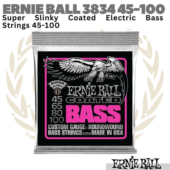 ERNIE BALL 3834 Super Slinky Coated Electric Bass Strings 45-100