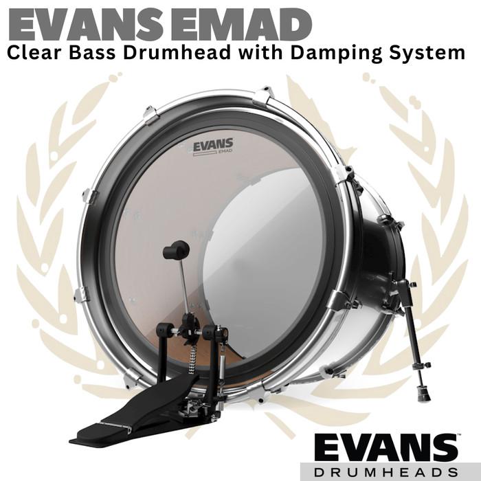 EVANS EMAD Clear Bass Drumhead Batter Damping | 16 18 20 22 24 Inch