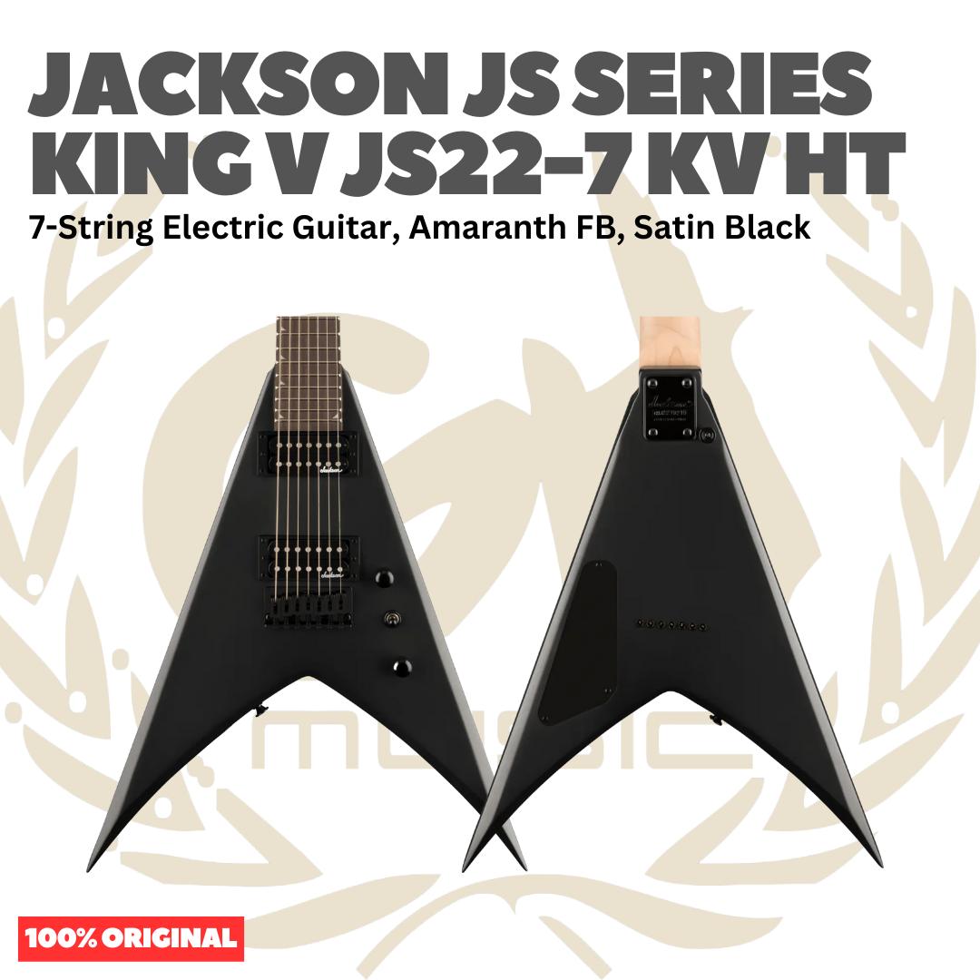 Jackson JS Series King V JS22-7 KV HT 7-String Electric Guitar, Amaranth FB, Satin Black - Gitar Listrik Elektrik Original Asli