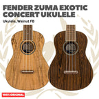 Fender Zuma Exotic Concert Ukulele, Walnut FB - Ukulele 4-Senar Original Asli