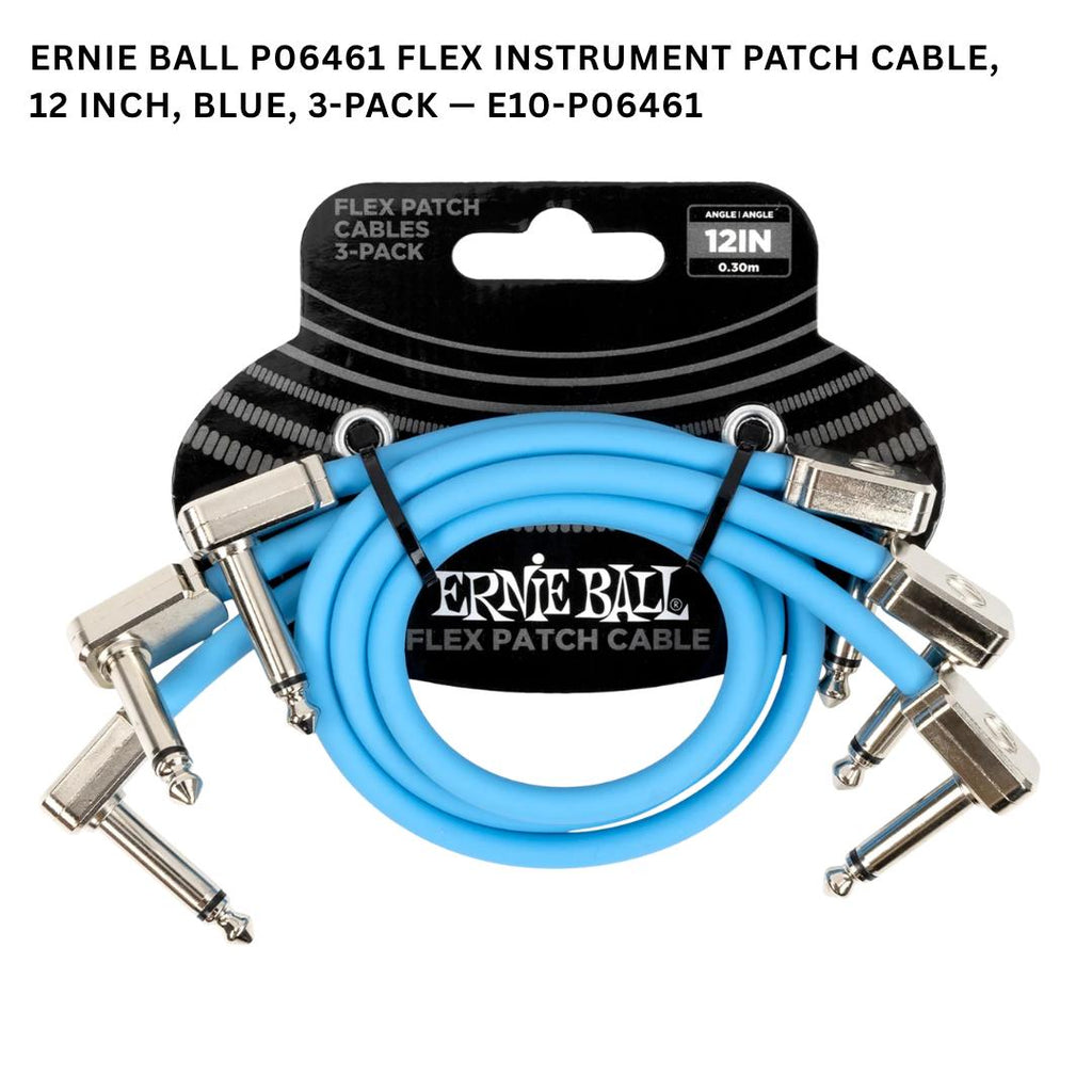 Ernie Ball Flex Instrument Patch Cable, 3, 6 & 12 Inch, 3-Pack - Kabel Patch TS isi 3