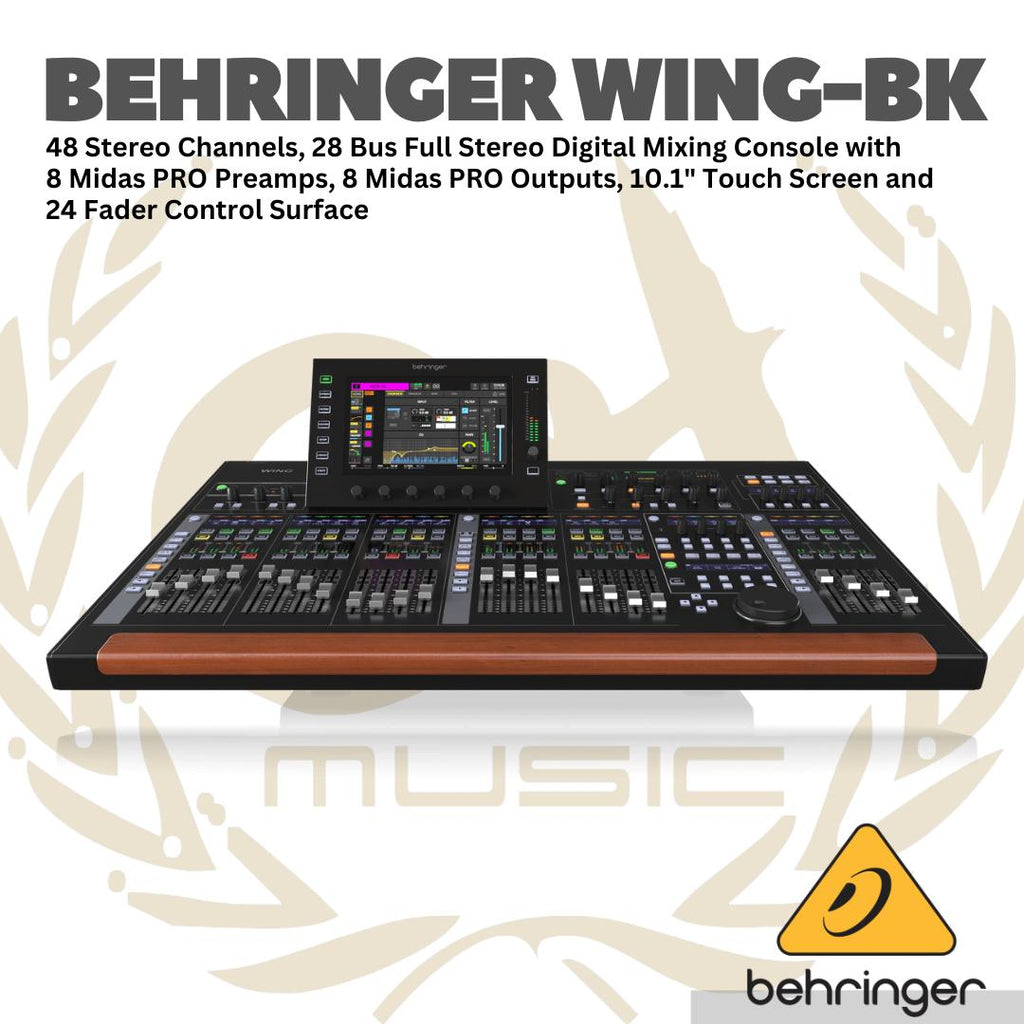 Behringer Wing-BK 48 Channel Full Stereo Digital Audio Mixer - 28 Bus Full Stereo Digital Mixing Console 24 Fader Control Surface Touch Screen