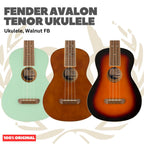 Fender Avalon Tenor Ukulele, Walnut FB - Ukulele 4-senar Original Asli