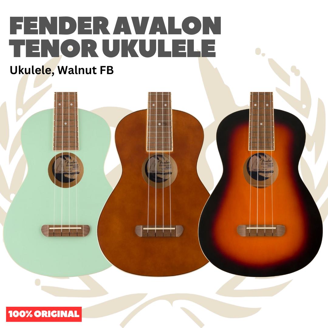 Fender Avalon Tenor Ukulele, Walnut FB - Ukulele 4-senar Original Asli