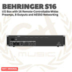 Behringer S16 Digital I/O Stage Box 16-Input 8-Output w/ Remote-Controllable Midas Preamps - Digiral Snake Box S-16