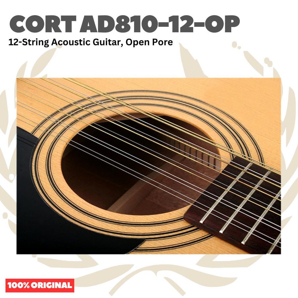 Cort AD810-12-OP Acoustic Guitar 12-String, Open Pore - Gtitar Akustik 12 Senar Original Asli
