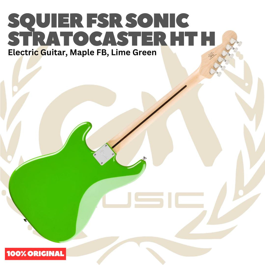 Squier FSR Sonic Stratocaster HT H Electric Guitar, Maple FB, Lime Green - Gitar Listrik Elektrik Original Asli