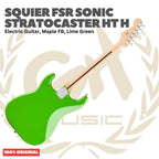 Squier FSR Sonic Stratocaster HT H Electric Guitar, Maple FB, Lime Green - Gitar Listrik Elektrik Original Asli