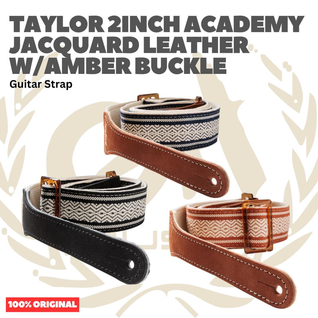 Taylor 2Inch Academy Jacquard Leather Guitar Strap w/Amber Buckle - Strap Gitar