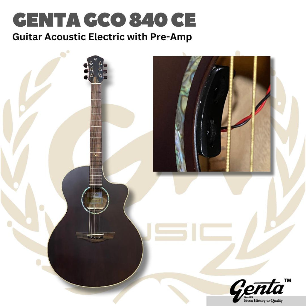 GENTA GCO 840 CE Acoustic Electric Guitar | Gitar Akustik With Preamp GCO840CE