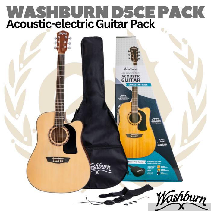 WASHBURN D5CE Acoustic Electric Guitar Pack | Paket Gitar Akustik