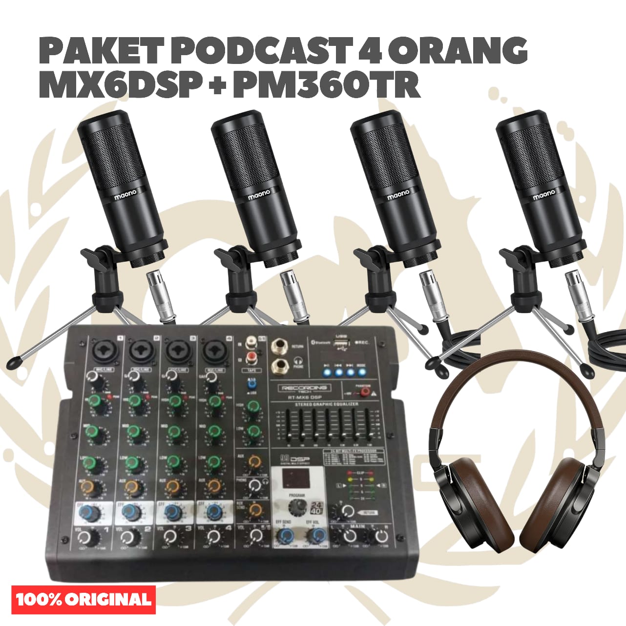 Paket Podcast 4 Orang Recording Tech MX6DSP Komplit Tinggal Pakai