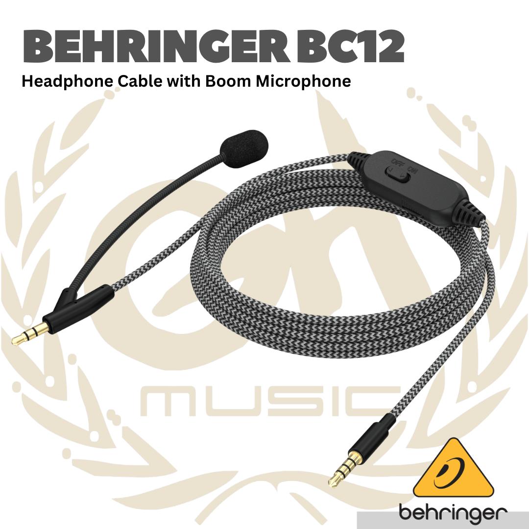 Behringer BC12 Premium Headphone Cable with Boom Microphone and In-Line Control