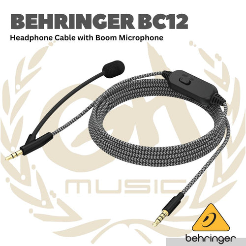 Behringer BC12 Premium Headphone Cable with Boom Microphone and In-Line Control
