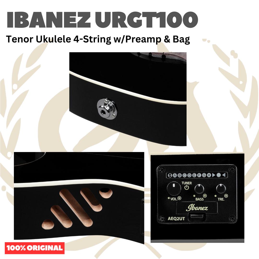 Ibanez URGT100 Tenor Ukulele 4-String w/Preamp & Bag - Ukulele Tenor 4-senar Original Asli