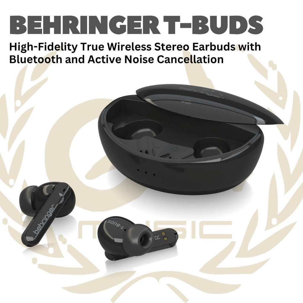 Behringer T-BUDS High-Fidelity True Wireless Stereo Earbuds with Bluetooth and Active Noise Cancellation - T BUDS Wireless Ear Buds Earphone Bluetooth TBUDS