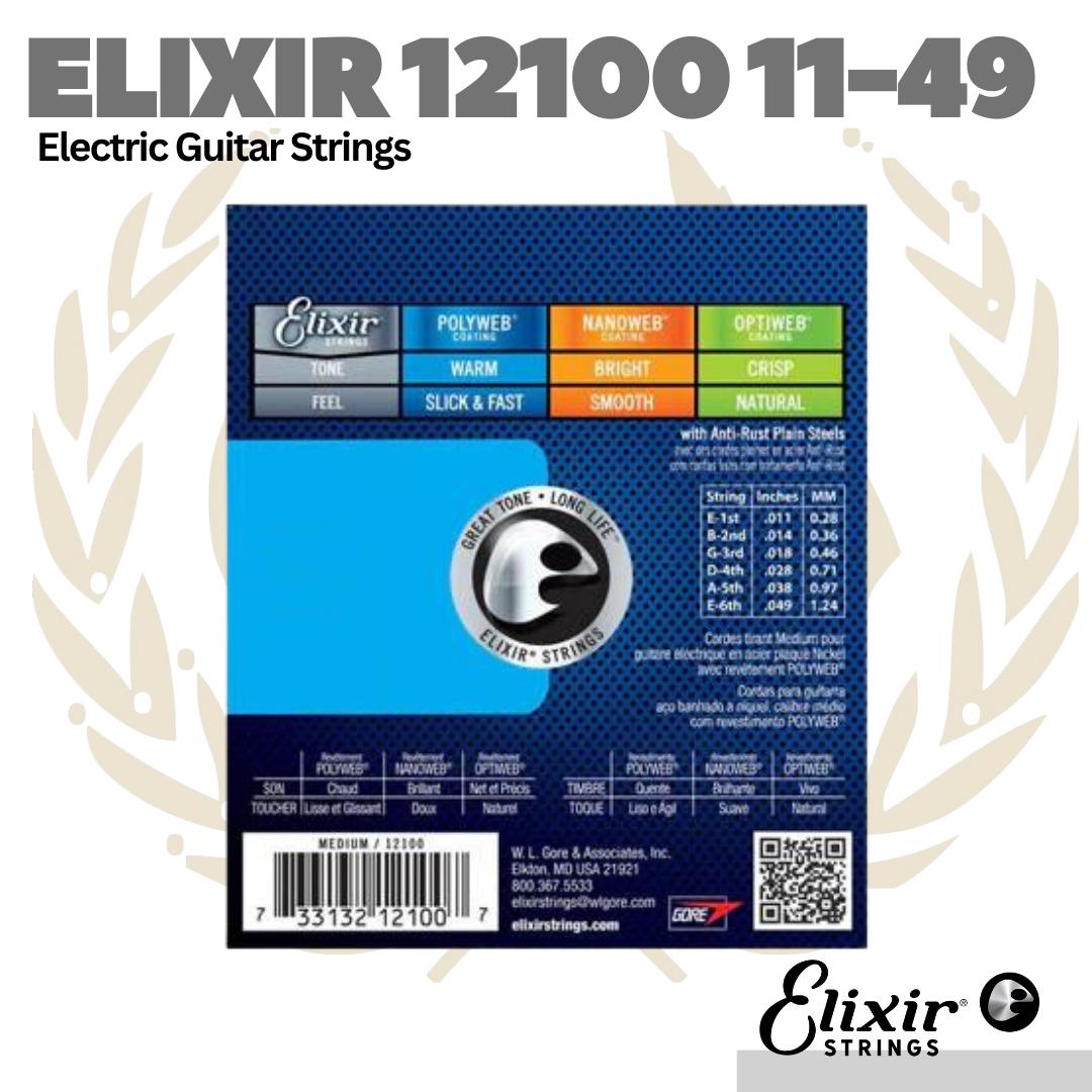 Elixir 12100 Polyweb Electric Guitar Strings, Medium, 11-49