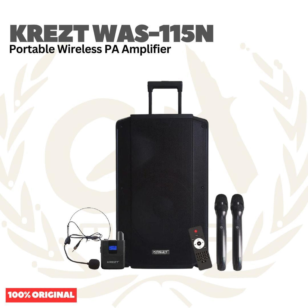 KREZT WAS-115N Portable Wireless PA Amplifier - Portable Speaker Lengkap dengan Mic