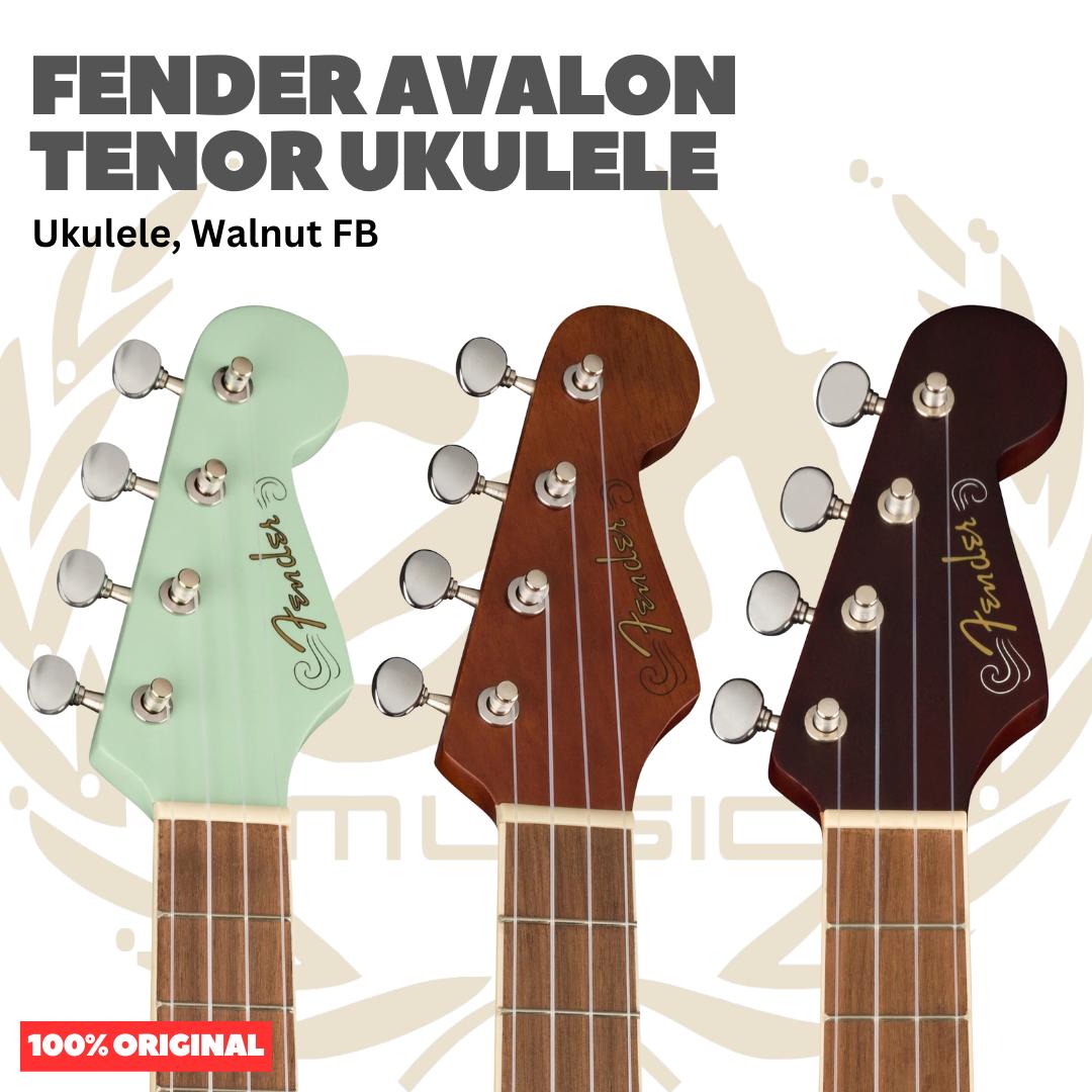Fender Avalon Tenor Ukulele, Walnut FB - Ukulele 4-senar Original Asli