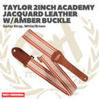 Taylor 2Inch Academy Jacquard Leather Guitar Strap w/Amber Buckle - Strap Gitar