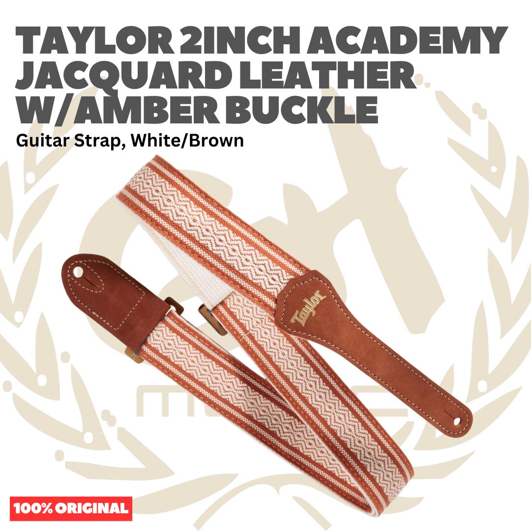 Taylor 2Inch Academy Jacquard Leather Guitar Strap w/Amber Buckle - Strap Gitar