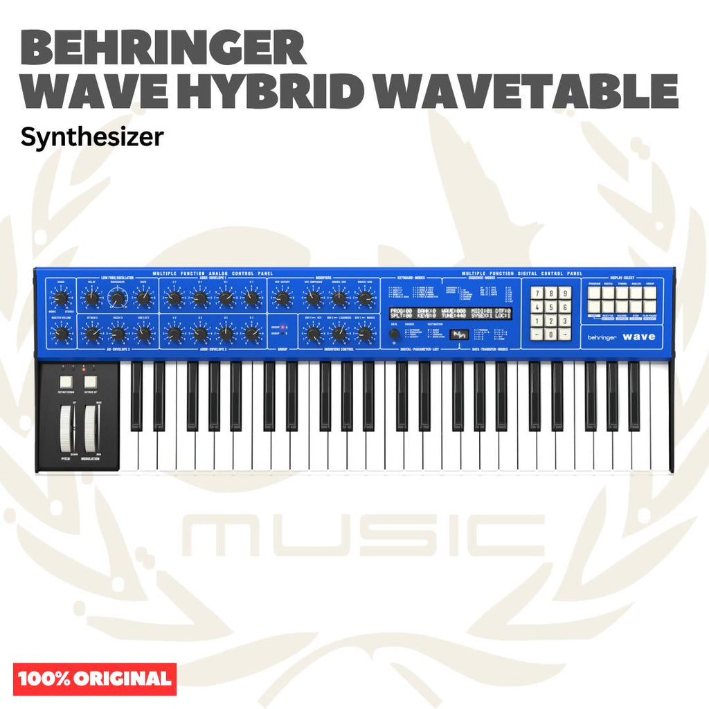 Behringer Wave Legendary 8-Voice Multi-Timbral Hybrid Synthesizer with Wavetable Generators and Analog VCF and VCA, LFO, 3 Envelopes, Arpeggiator and Sequencer - Keyboard Synth