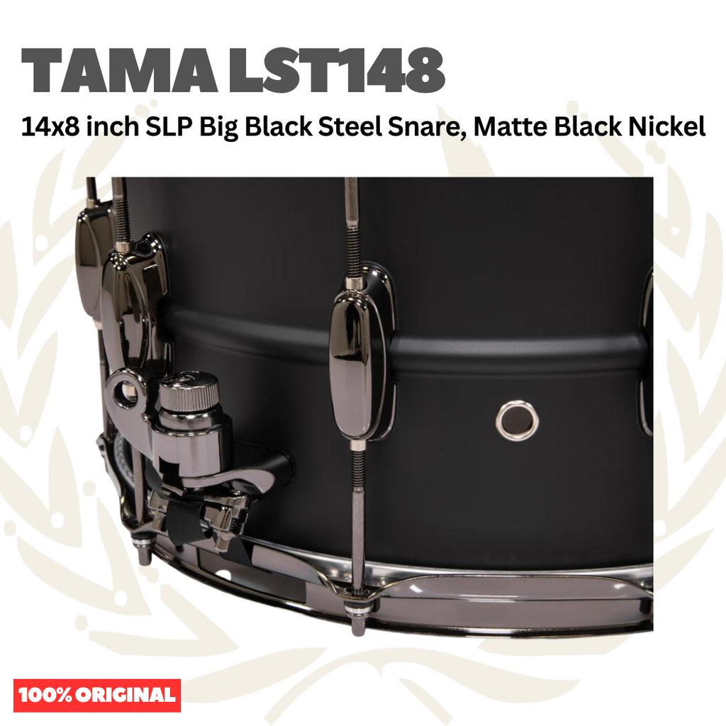TAMA LST148 SLP Big Black Steel Snare, Matte Black Nickel - Senar Drum
