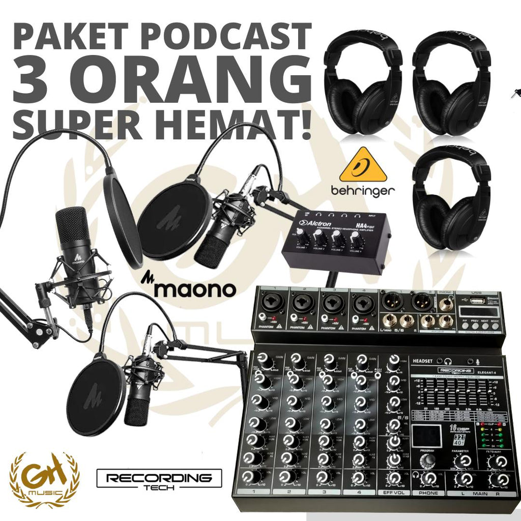 PAKET PODCAST 3 ORANG MURAH BERKUALITAS MAONO A03 + RT ELEGANT 6