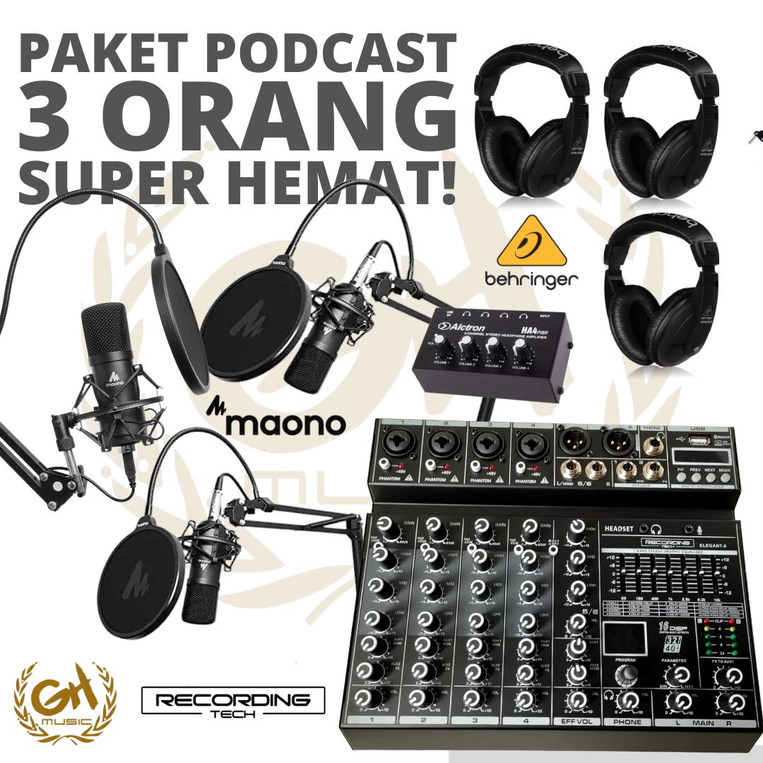 PAKET PODCAST 3 ORANG MURAH BERKUALITAS MAONO A03 + RT ELEGANT 6