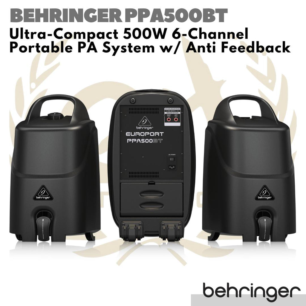 Behringer PPA500BT Compact 500Watt 6Channel Portable Speaker PA System