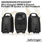 Behringer PPA500BT Compact 500Watt 6Channel Portable Speaker PA System