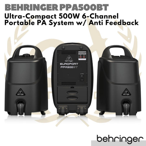 Behringer PPA500BT Compact 500Watt 6Channel Portable Speaker PA System