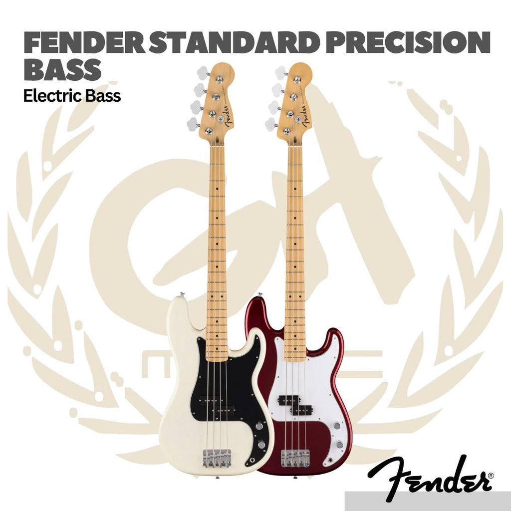 Fender Standard Precision Bass Guitar, Maple FB Electric Bass - Bass Elektrik