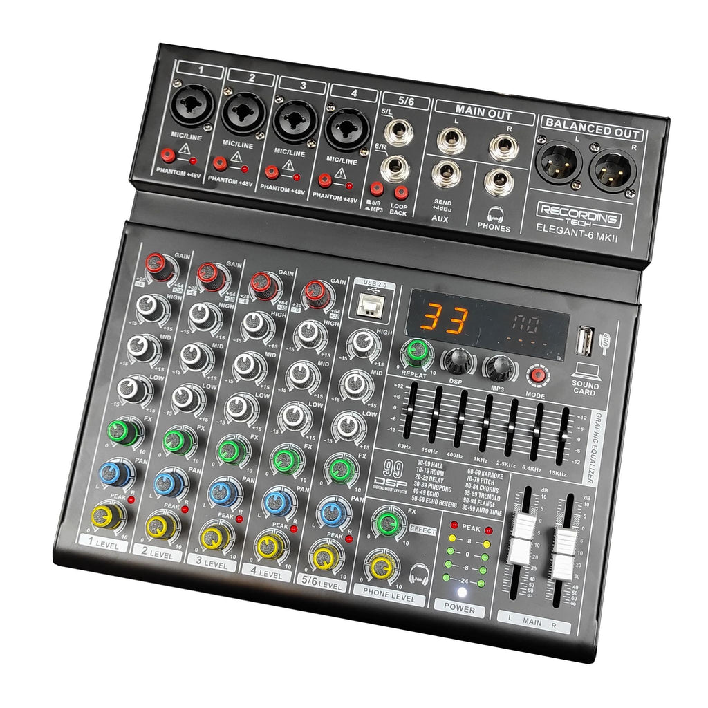 RECORDING TECH ELEGANT 6 - MIXER 6 CHANNEL PODCAST RECORDING KARAOKE