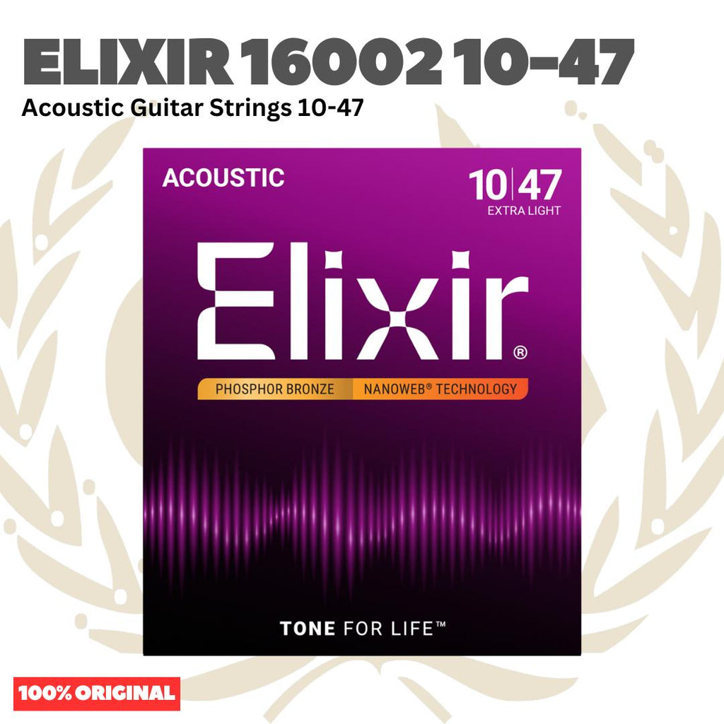 ELIXIR 16002 Nanoweb Phosphor Bronze Acoustic Guitar Strings 10-47