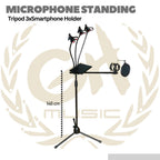 Microphone Standing Holder Tripod 3xSmartphone Holder - NB-04P