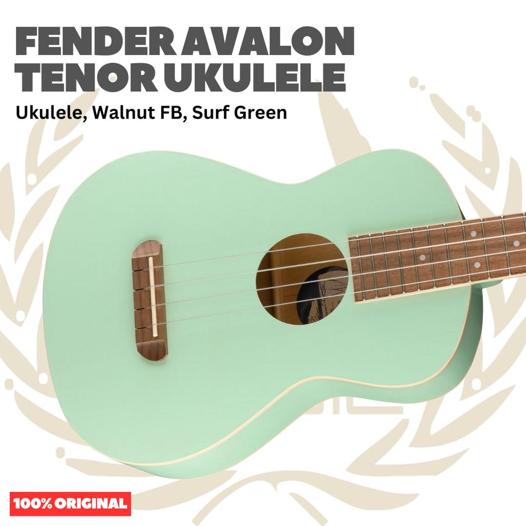 Fender Avalon Tenor Ukulele, Walnut FB - Ukulele 4-senar Original Asli