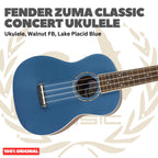 Fender Zuma Classic Concert Ukulele, Walnut FB, - Ukulele 4-Senar Original Asli