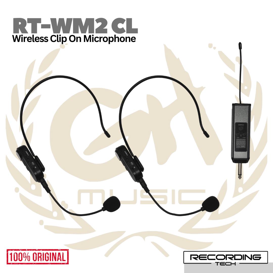 Recording Tech RT-HH-WM2 CL / RT HH WM2 CL Wireless Clip on Microphone | Mic Jepit Imam Ibadah Olah Raga Senam Outdoor Bando